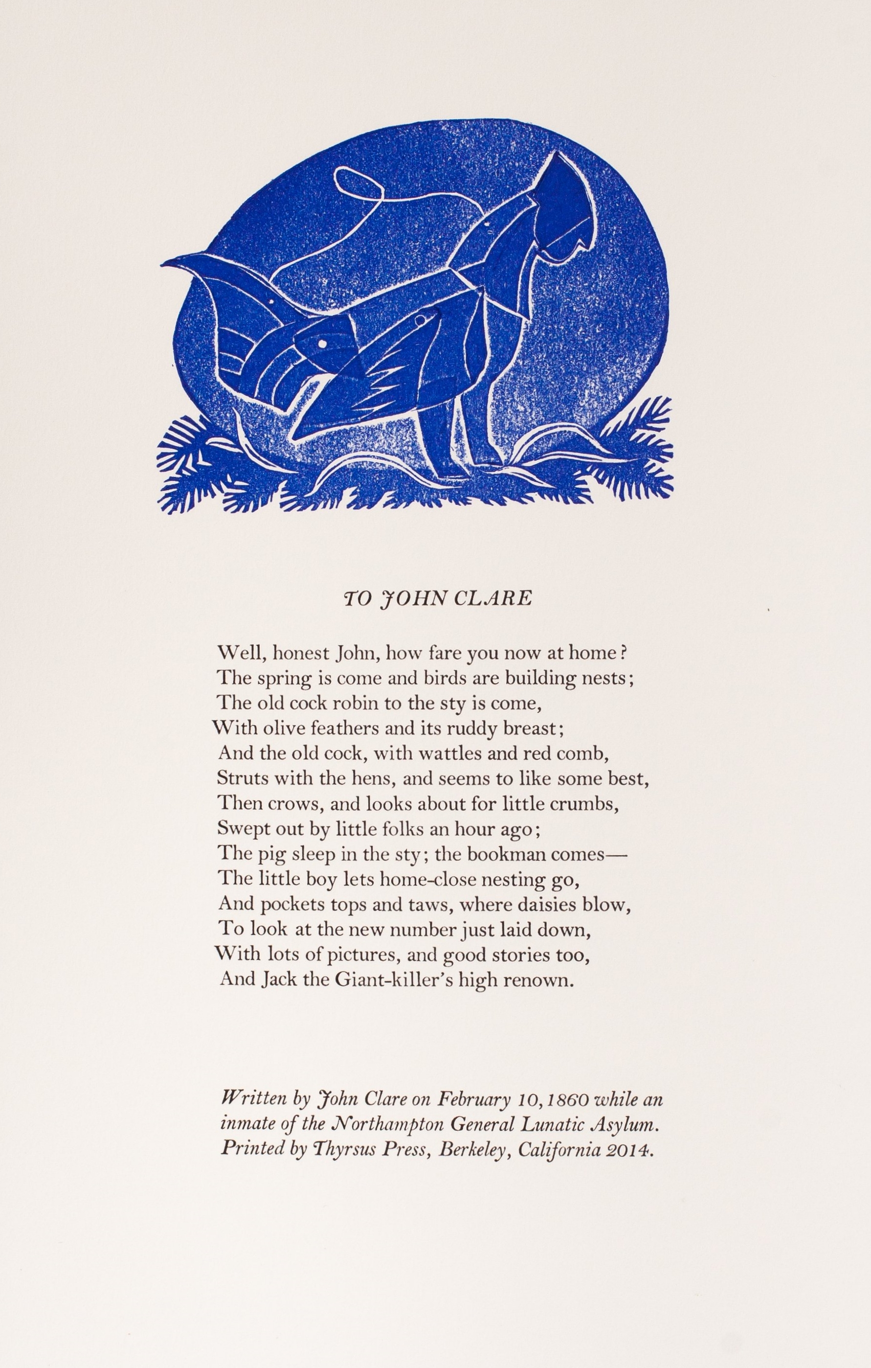 John Clare, To John Clare, 2014
