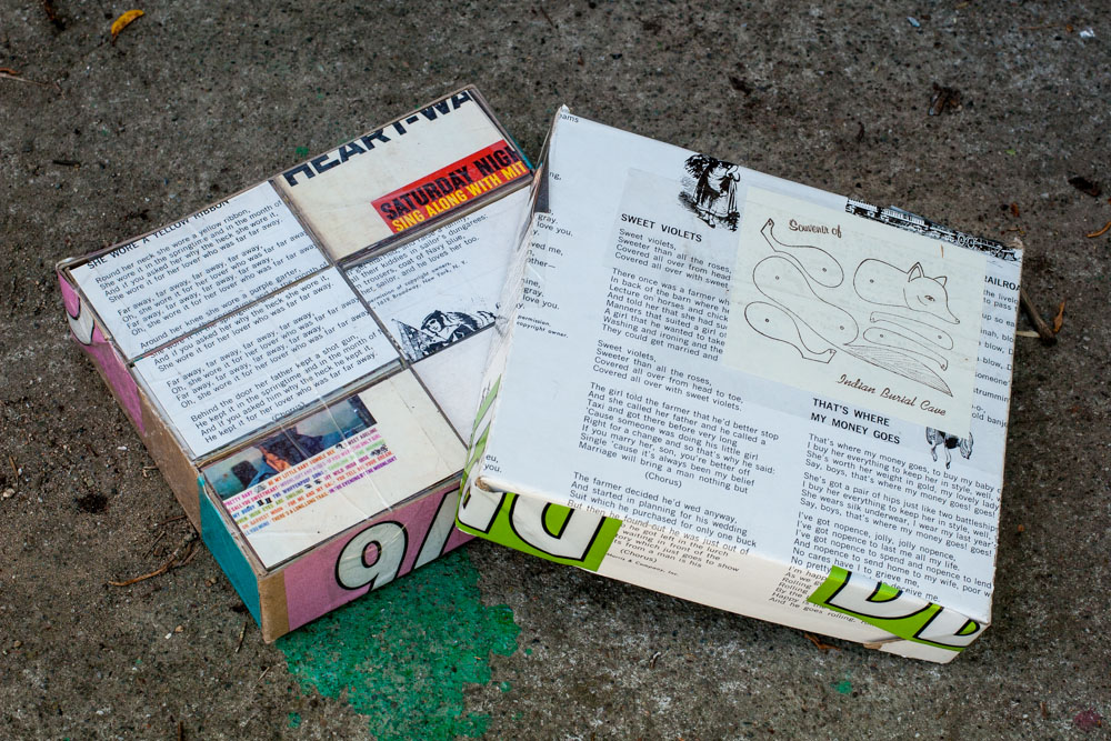 "Making Do" product packaging...note to self---buy the business card boxes already.
