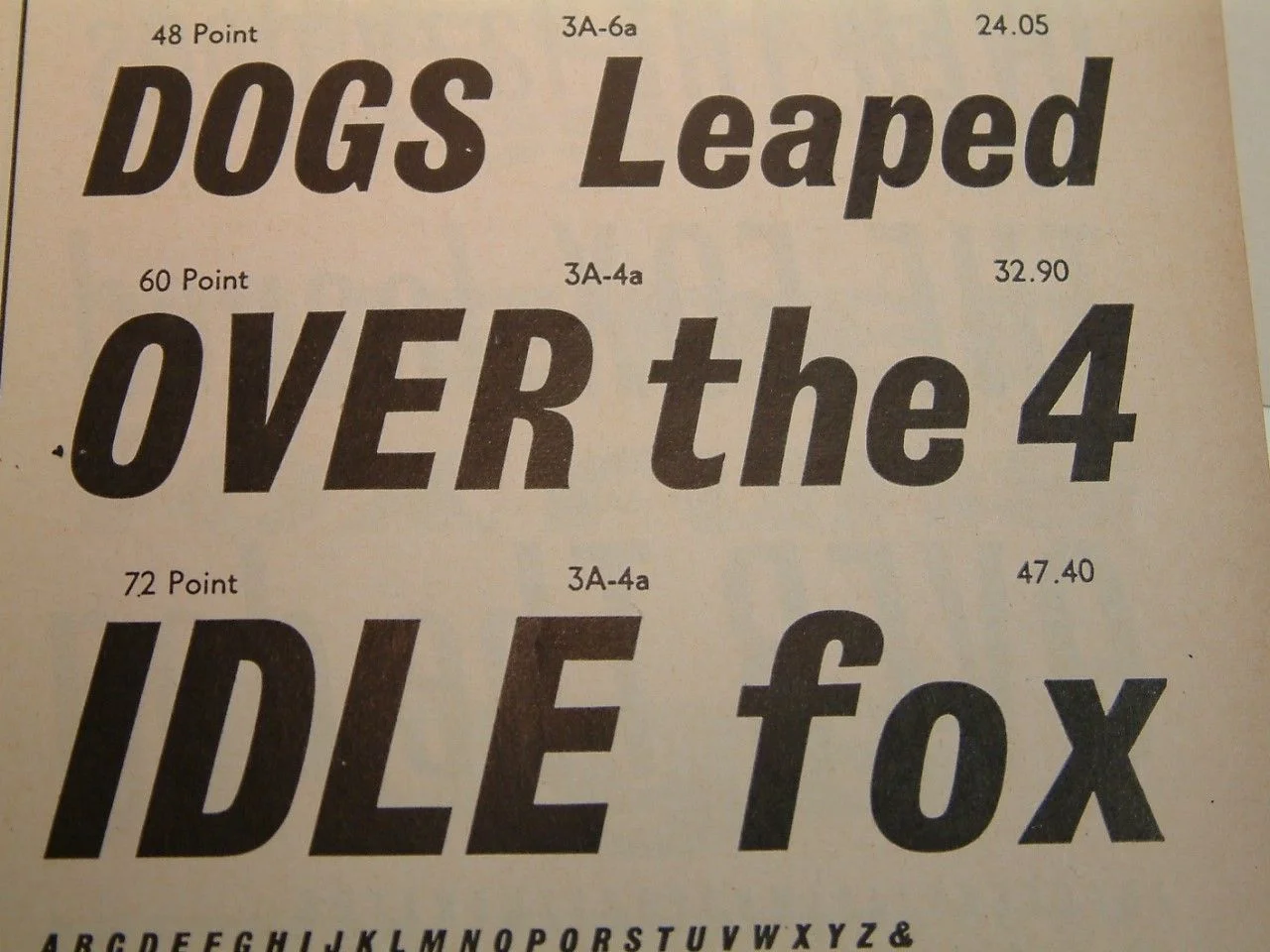 Grotesque No. 9 type specimen page (Source: eBay)