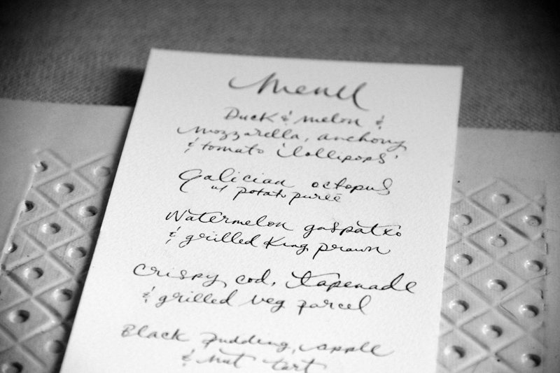 Custom hand lettered menus for a recent wedding