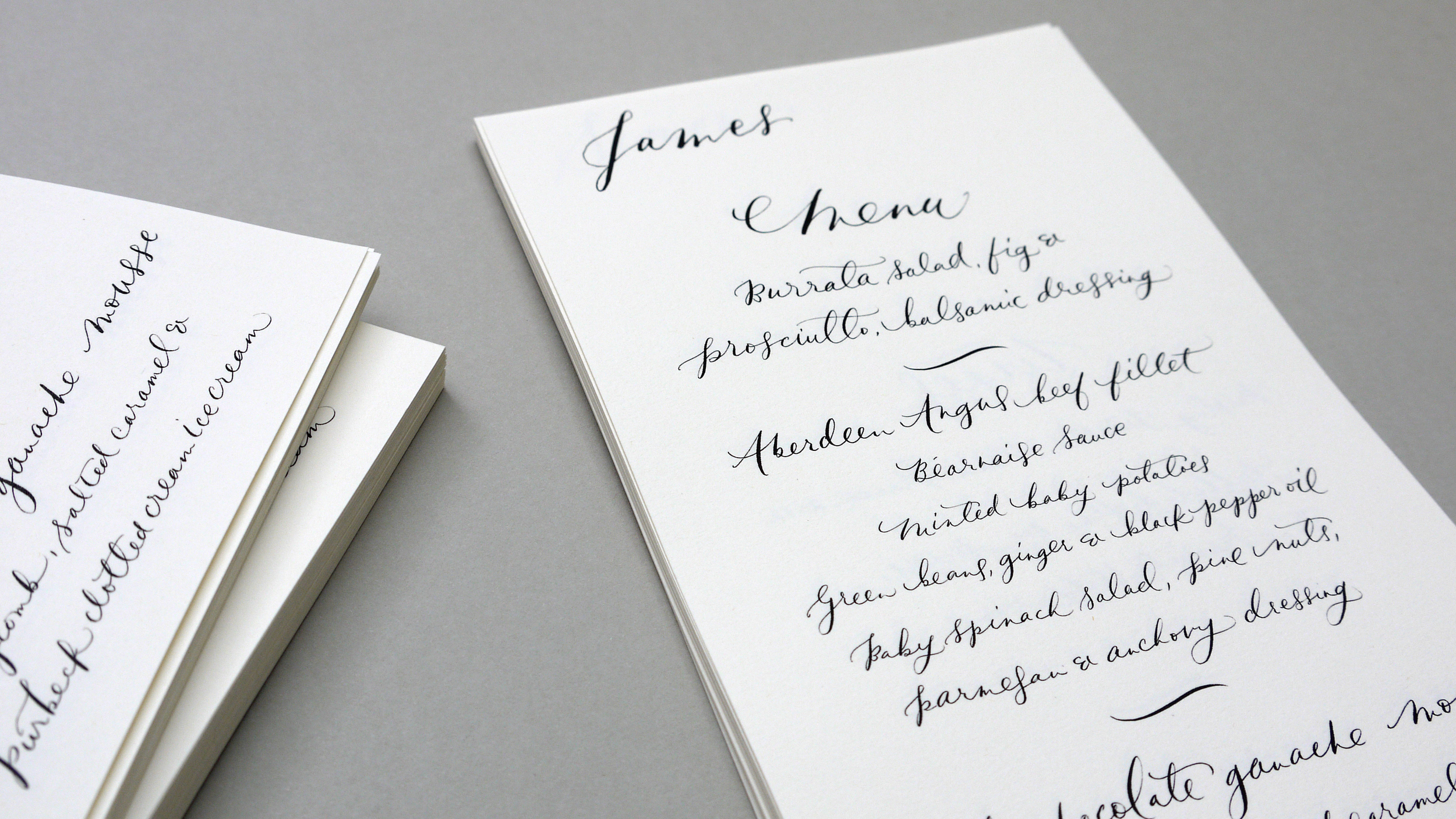 Custom menu calligraphy with guests names