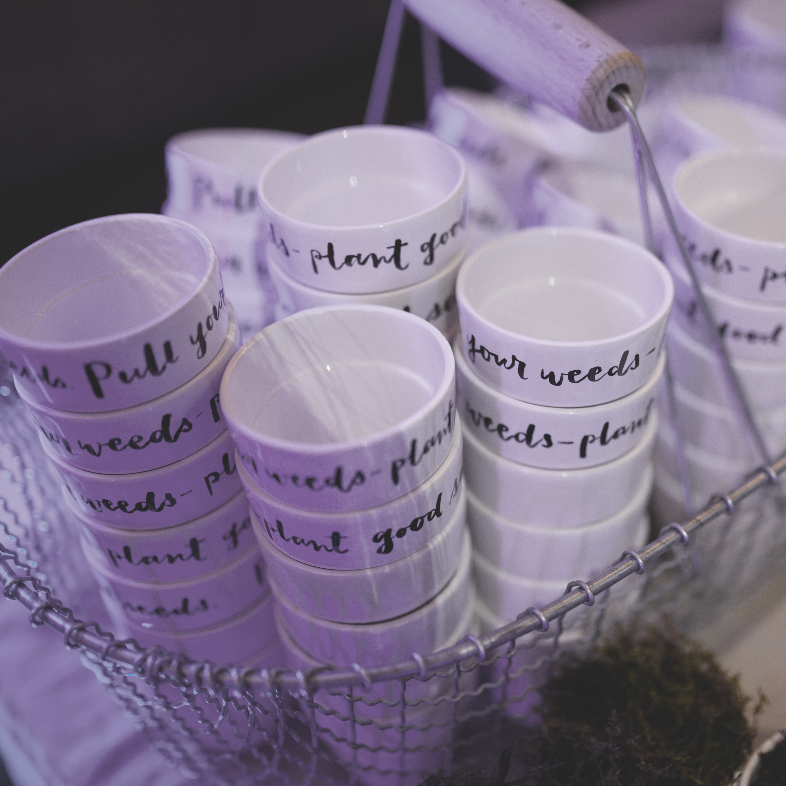 Personalised plant pots at Google's Campus London 4th Birthday event, for Quill London and Heaps & Stacks.