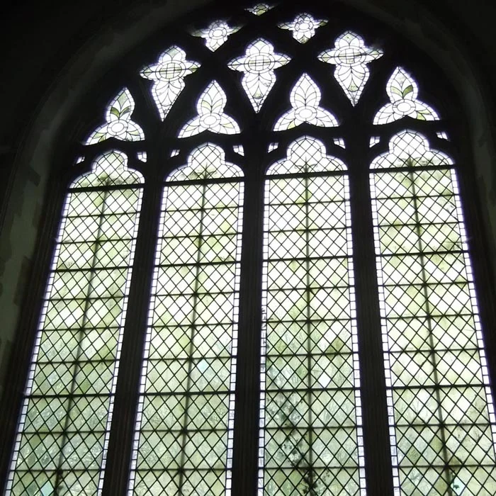 Stained glass window st Johns church Finchingfield