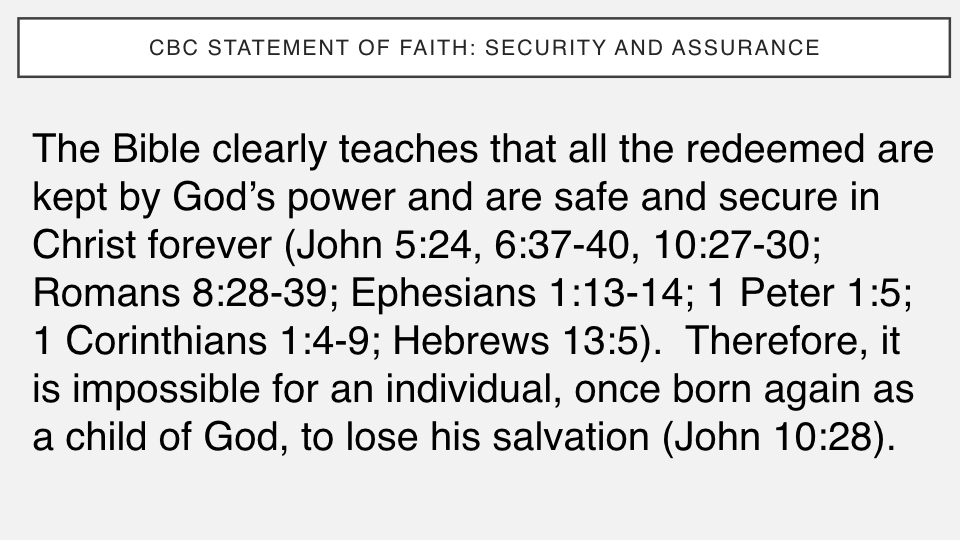 Sermon #39. CBC. 6.17.18 PM. Doctrinal Statement. Security & Assurance.002.jpeg