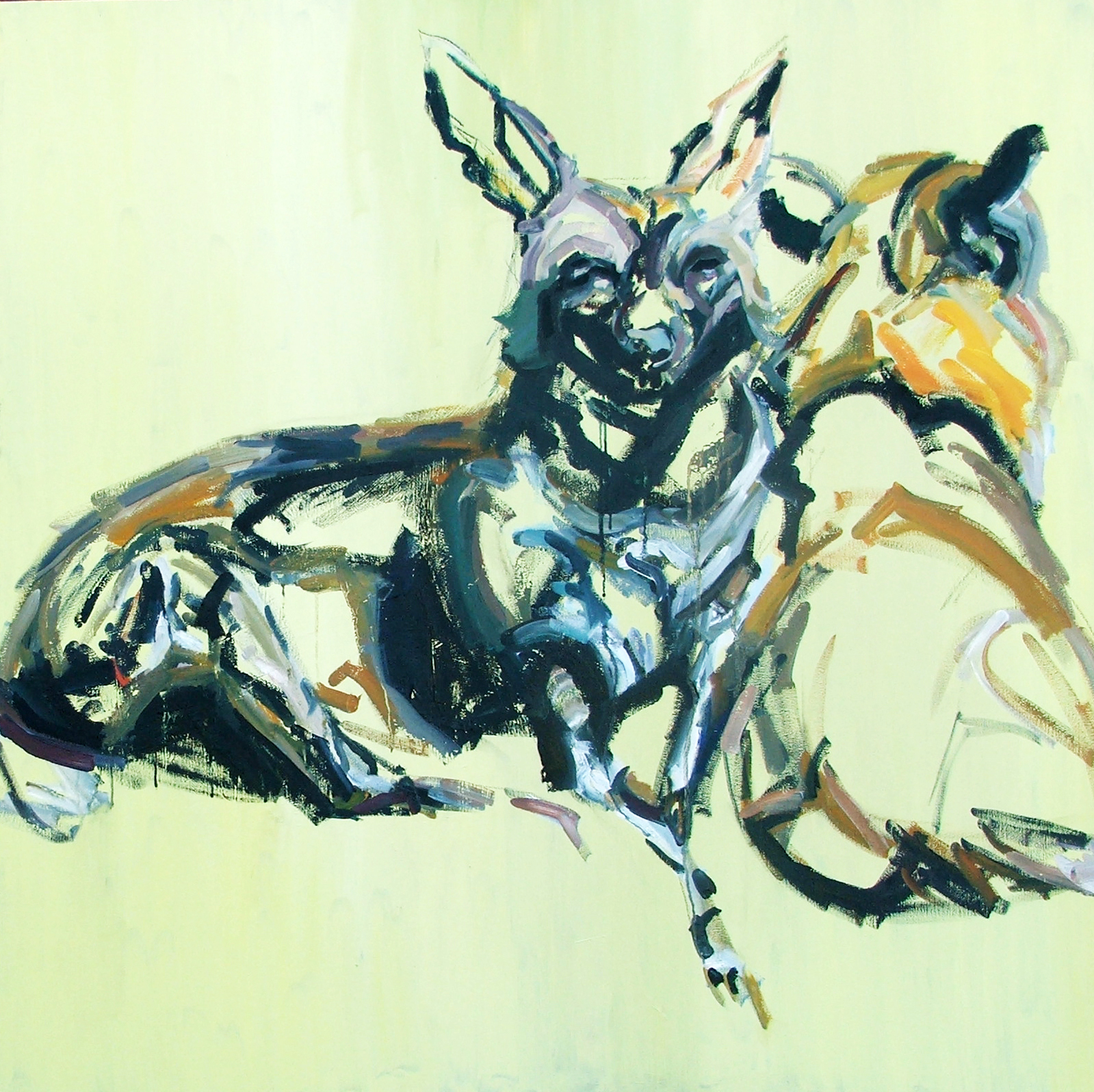 Wild dogs couple, oil on canvas, 120X120 cm, 2014