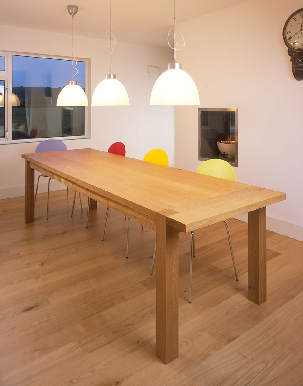 Mile Oak, the perfect family dining table, is made to size to order in a choice of solid timbers.