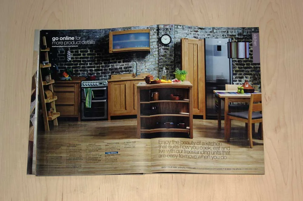 Ben's Sonoma range for Marks & Spencer incorporates a fitted kitchen. Please note: all the designs shown on this page are commissioned and fully licensed. As Fowler & Co does not manufacture these products, please contact the respective r