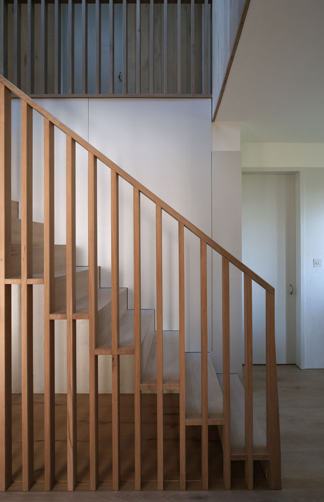 This beautiful solid oak staircase was designed by Graham and Emily of Prewett Bizley for their own-built passive house in Somerset. The deceptively simple design was handmade by Matt and Geoff in our workshop in record time.