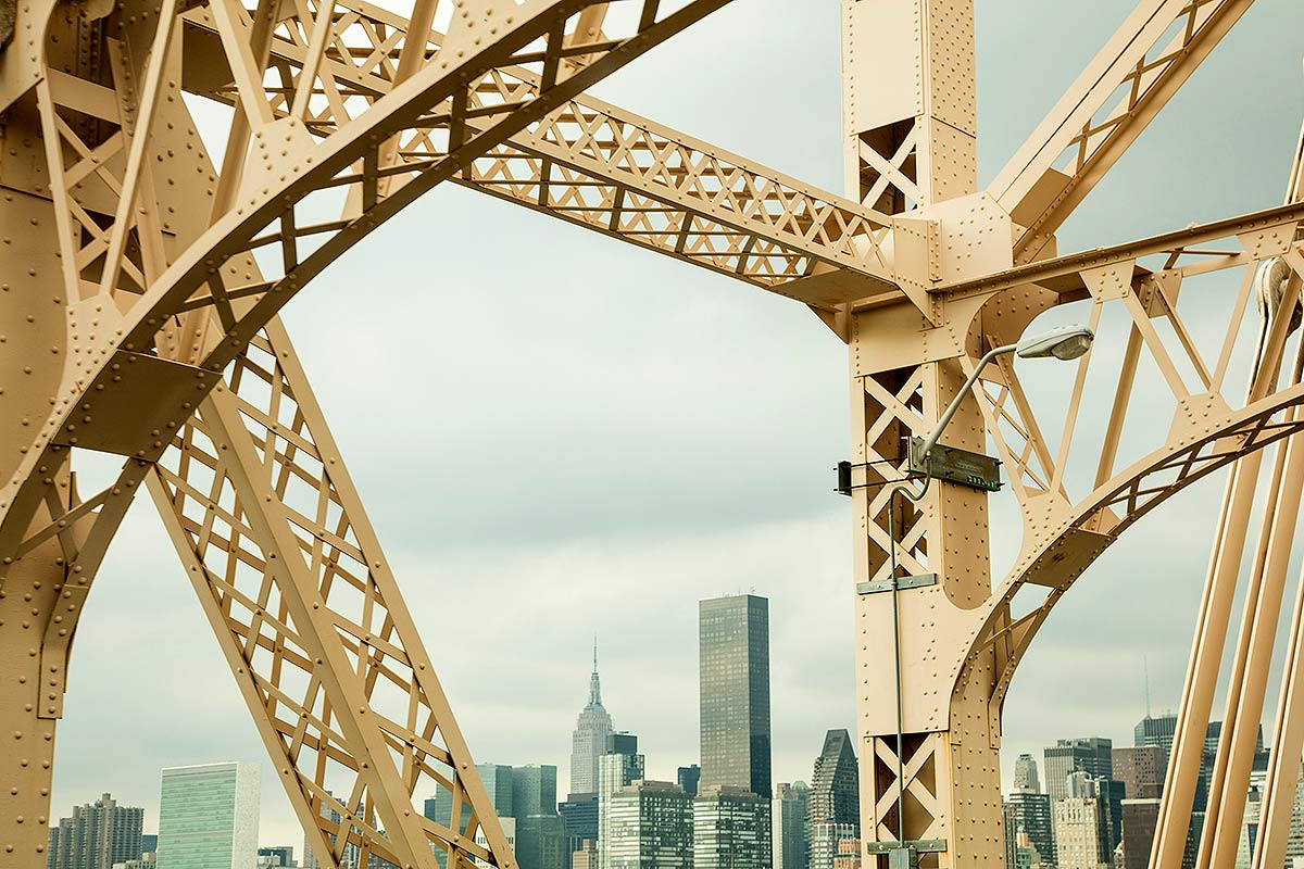 Photograph of cloudy skies over New York City.