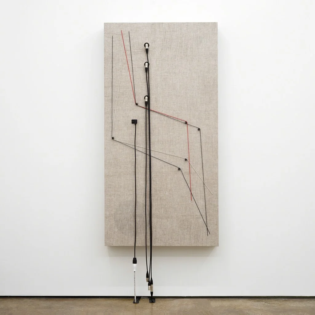 Transition , 2016, Wood, canvas, electronics, cables, knobs, amplifier tubes, speakers, 65 × 33 × 6 1/2 in