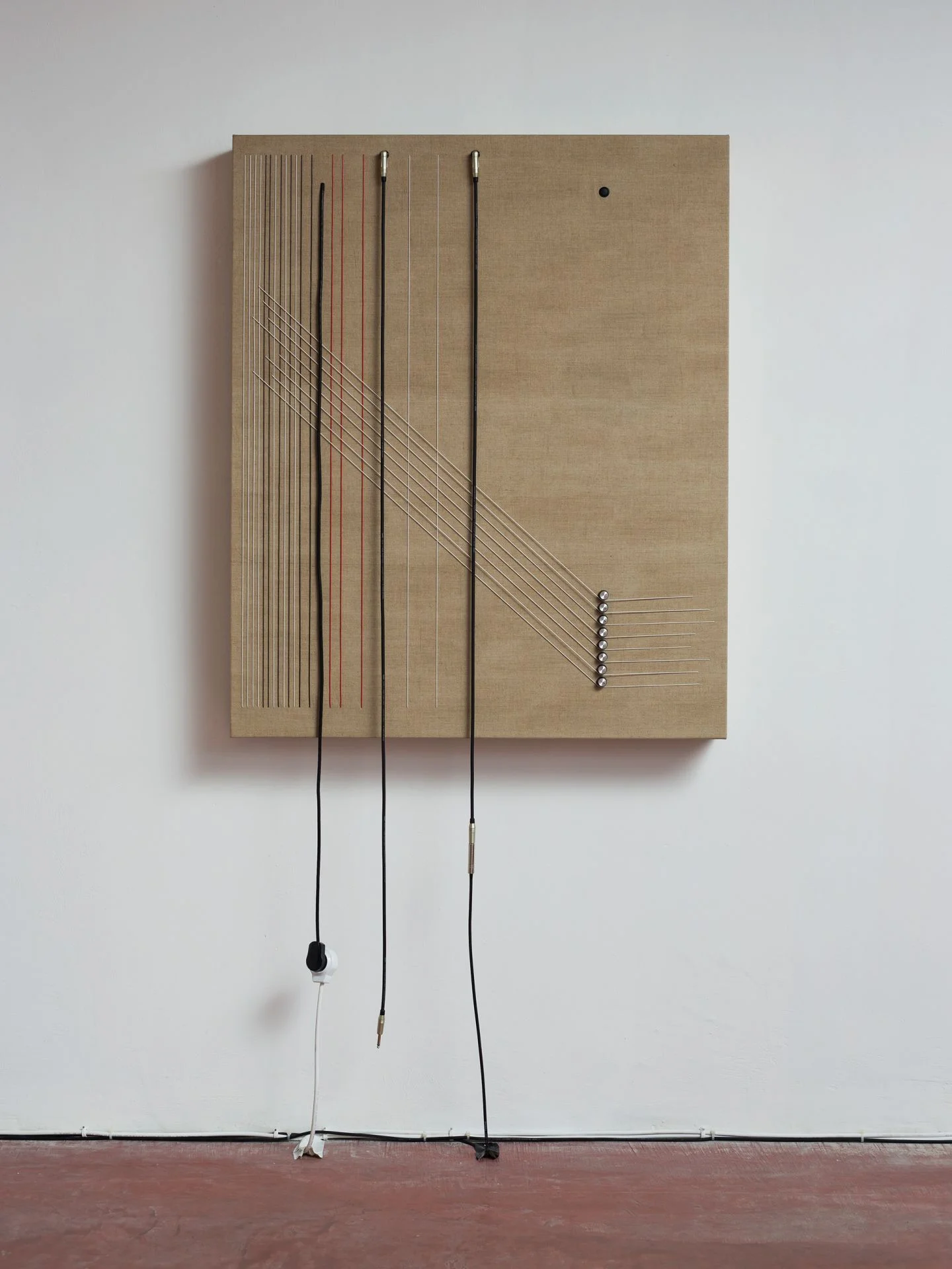 Transition , 2016, Wood, canvas, electronics, cables, knobs, speakers, 46 1/10 × 38 × 5 1/2”