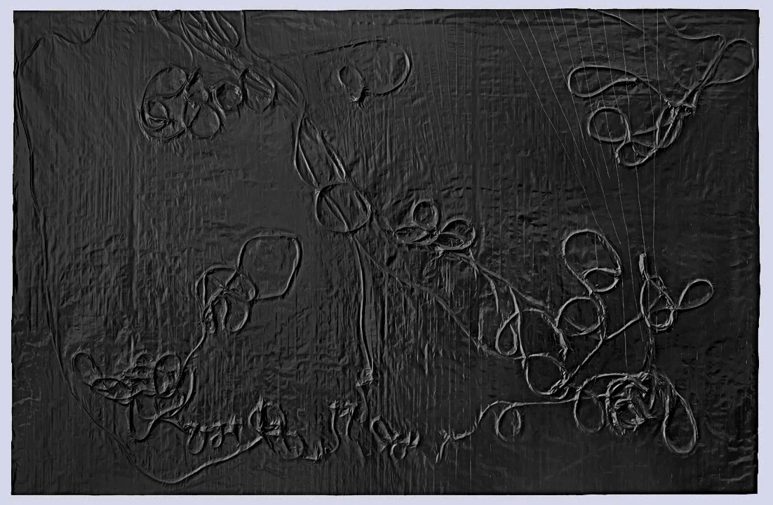 Laila, February 23 2014 , 2014, Gaffers tape, muslin, epoxy, 8.2' x 13'