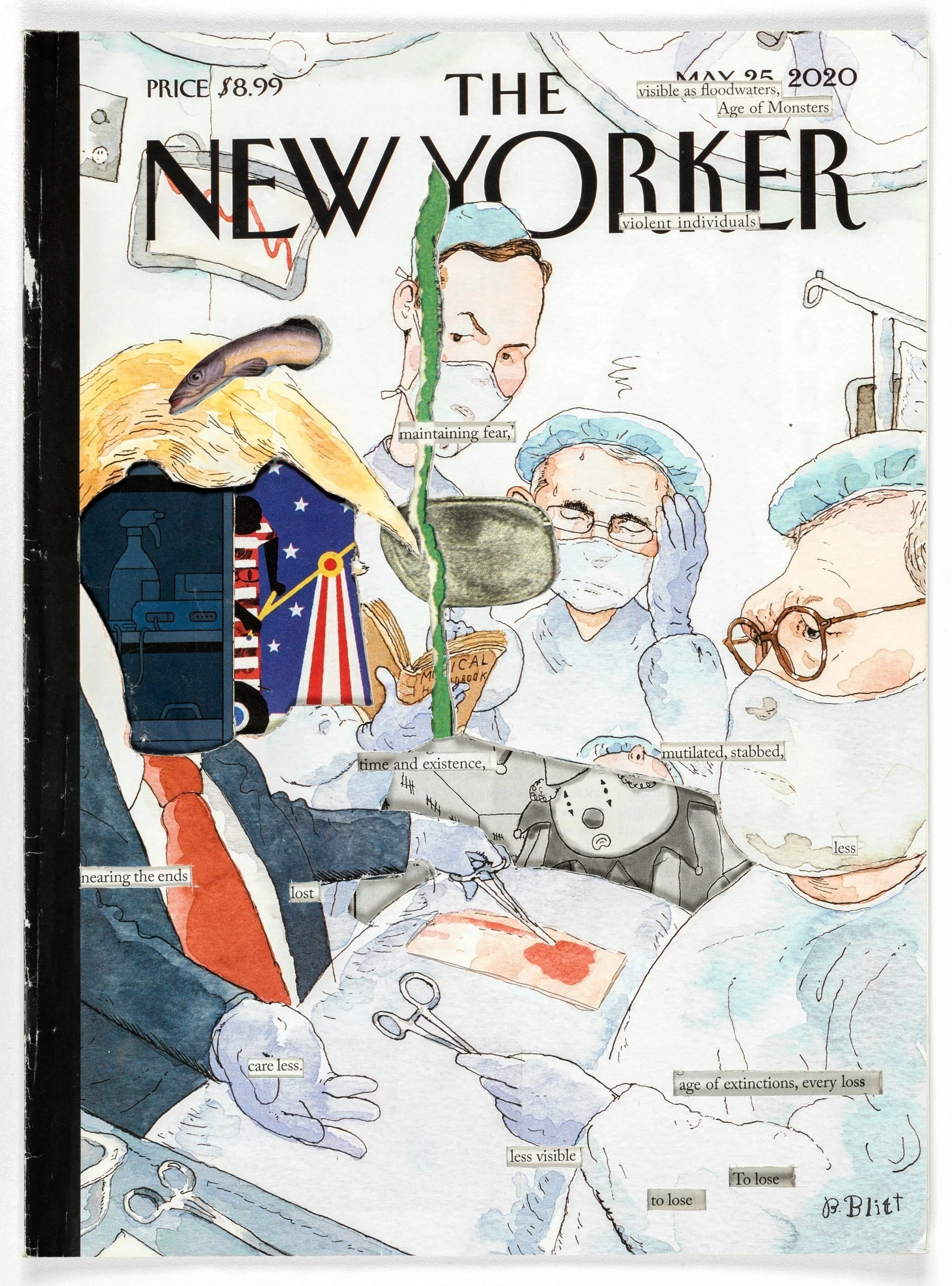 Age of Monsters, 2020, incised New Yorker magazine