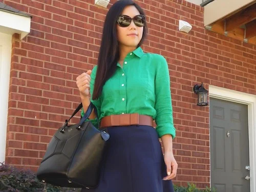 Kate Spade Wide Bow Belt and a J Crew Linen Shirt
