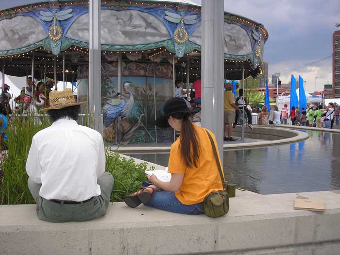 Sketch crawl at Detroit Riverwalk, 2008