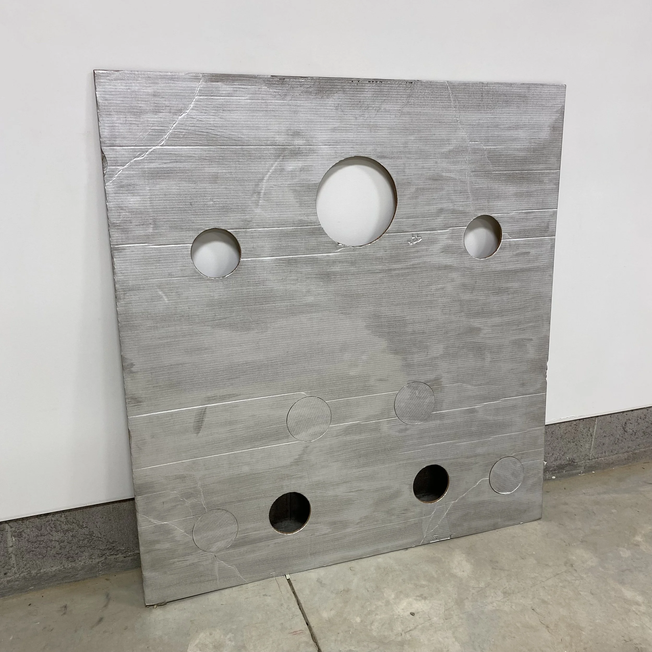  Cady Noland  “ (Not Yet Titled) ”, 1996  cardboard, laquer-based sanding sealer and enamel spray paint  56 × 54” 