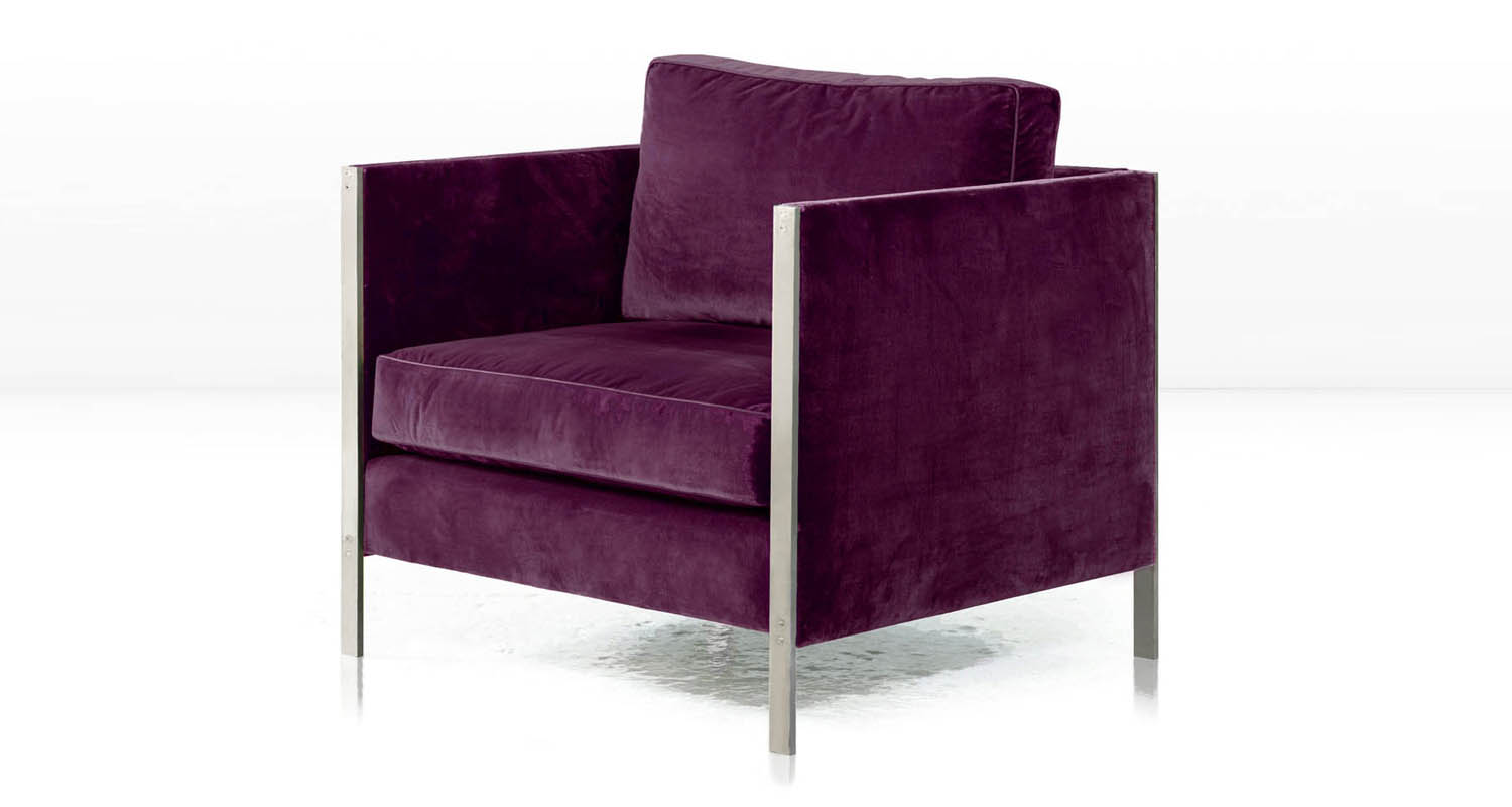 Nickel frame with Aubergine Silk Velvet