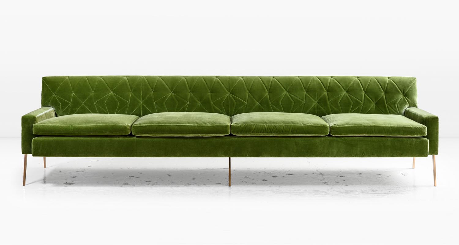 Silicon Bronze legs and Leaf Green Silk Velvet fabric
