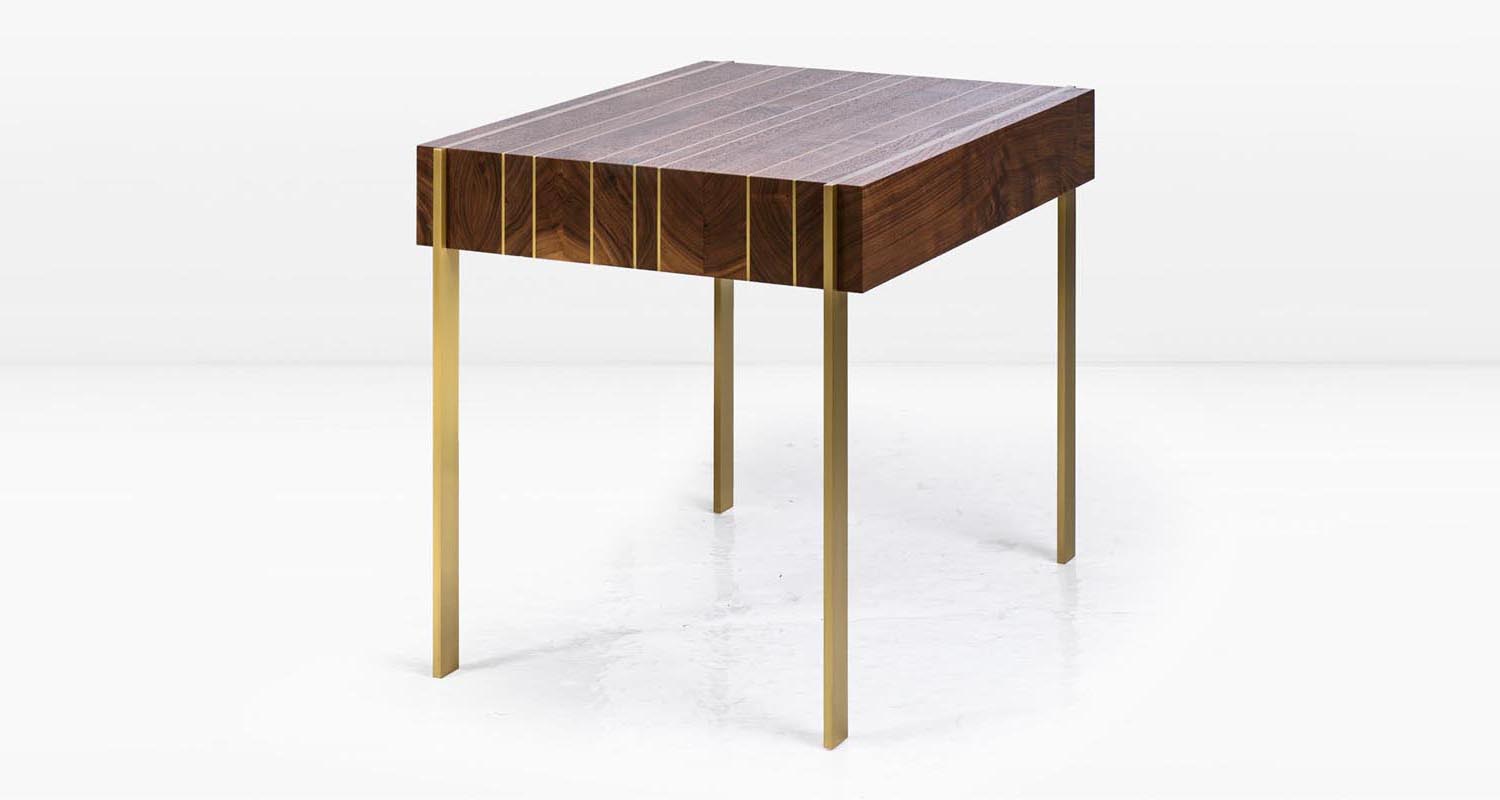 American Black Walnut and Solid Brass legs & inlay