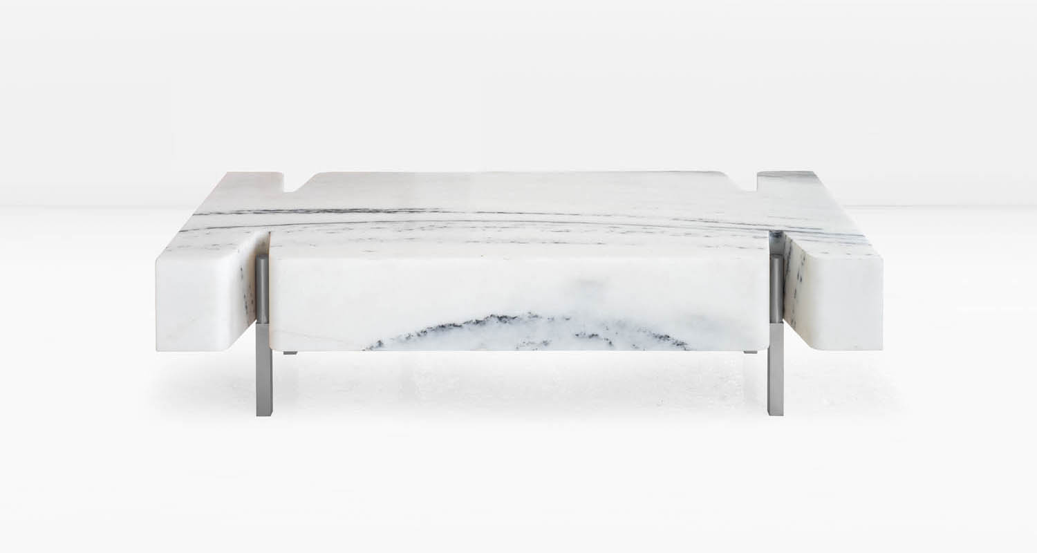 Statuary Marble top and Nickel base