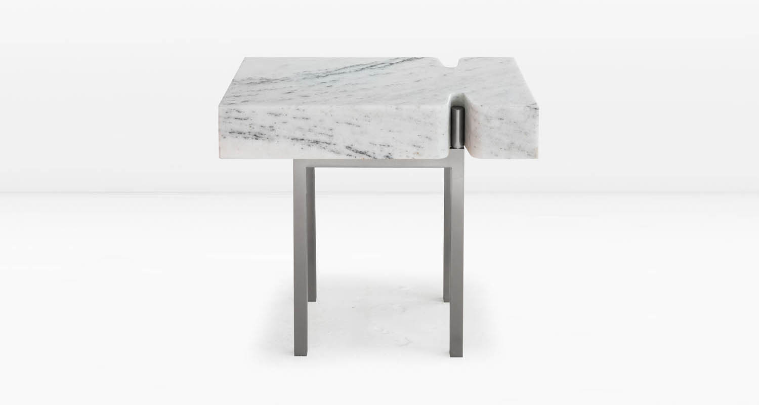 Statuary Marble top and Nickel base