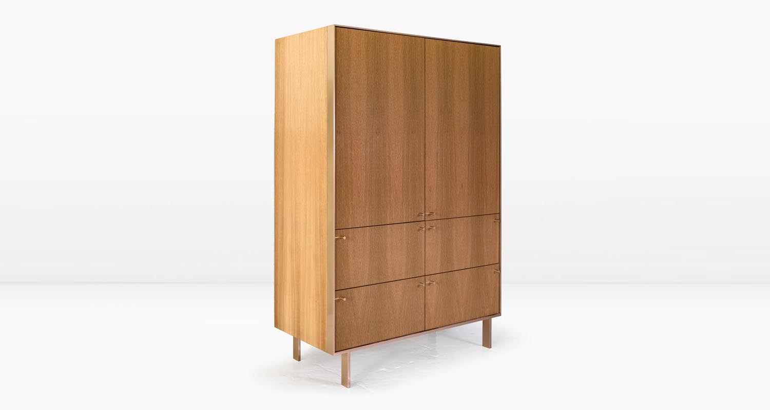 Fumed White Oak veneer and Silicon Bronze straps/hardware