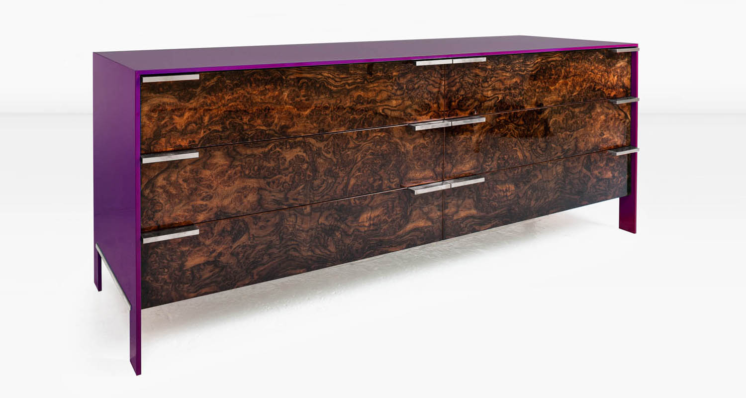Walnut Burl veneer with Nickel pulls