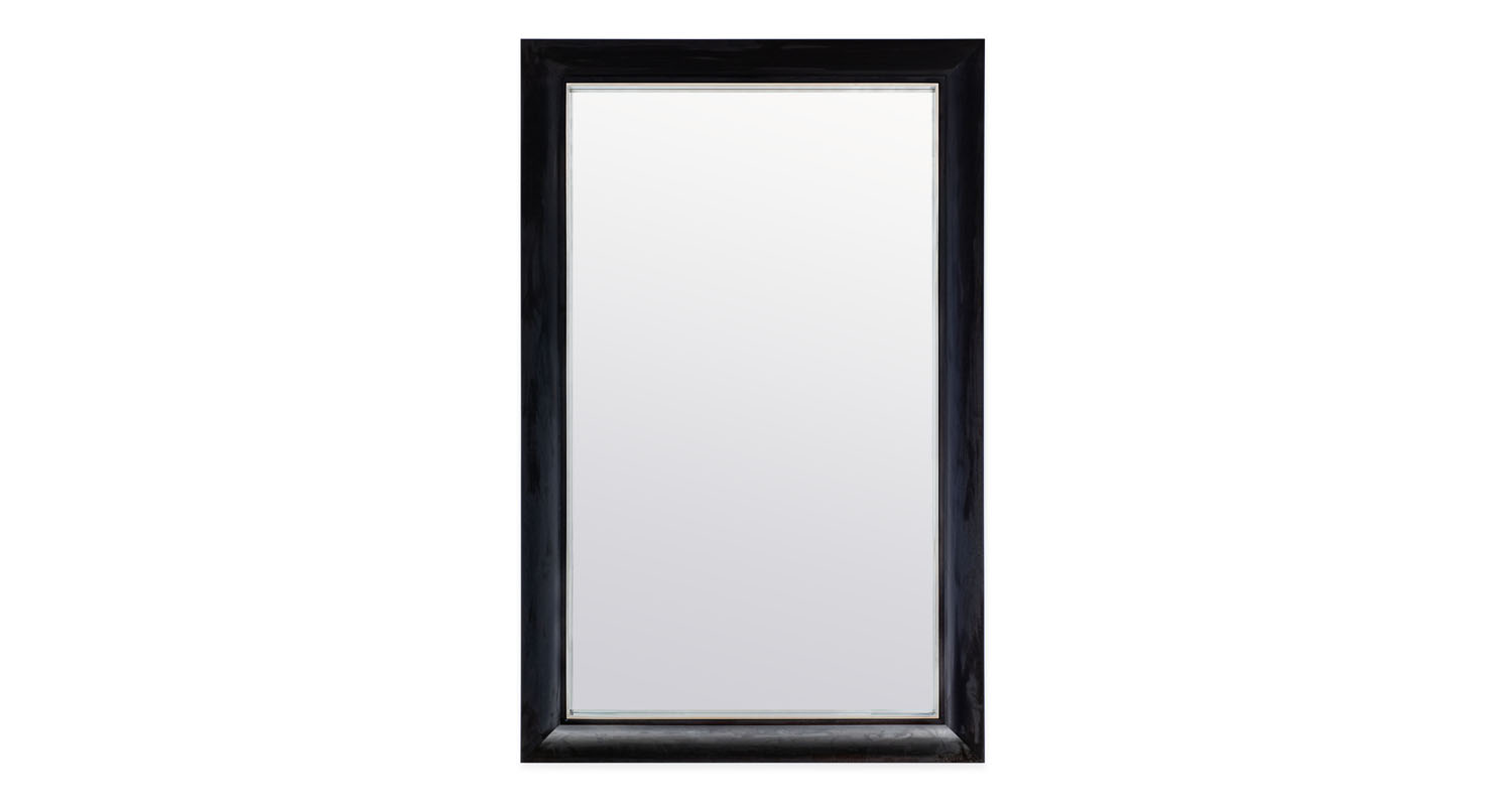 Mirror-polished Stainless Steel with Ebonized Mahogany outer frame
