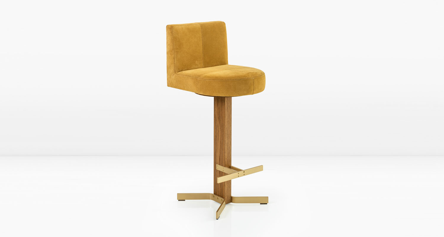  Solid Brass base and yellow suede seat 