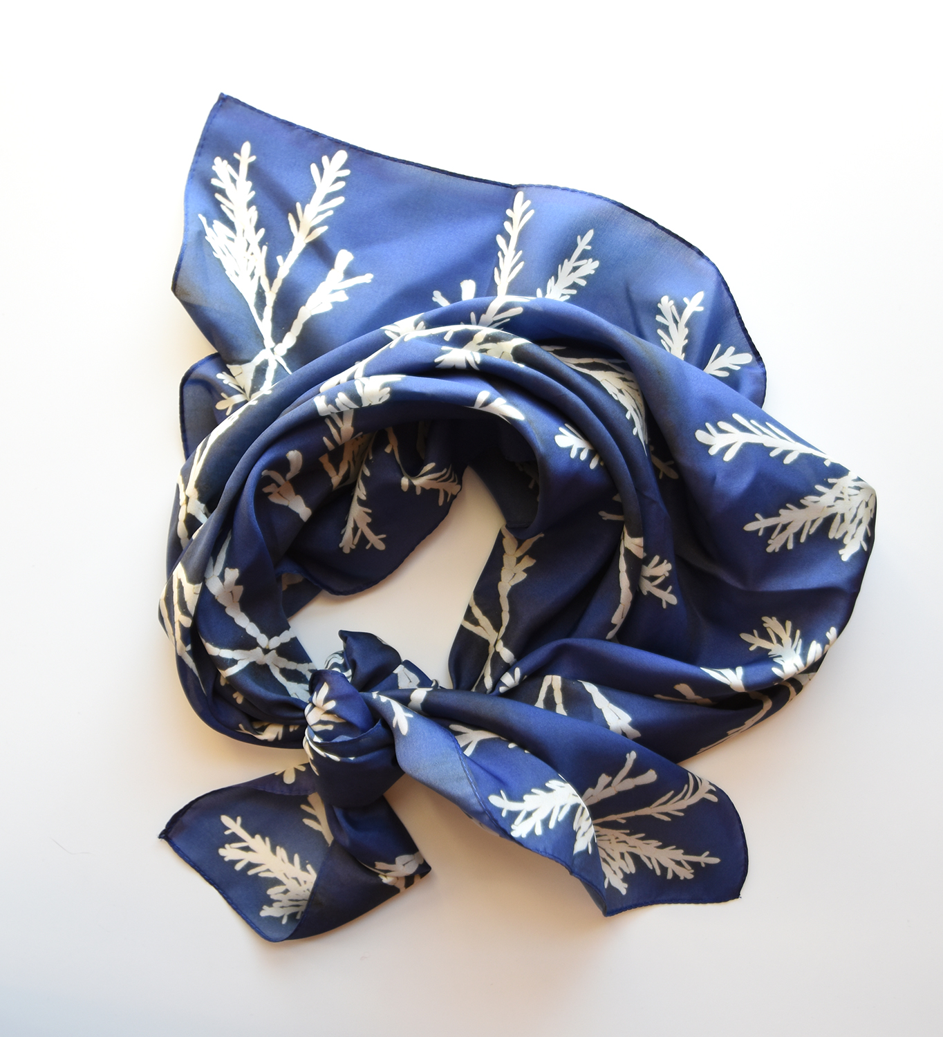 The New Style Print 100% Silk Scarf Navy Blue theme 