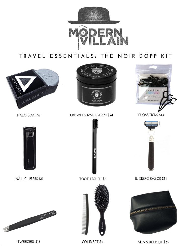 Noir Dopp Kit: Travel Essentials for The Modern Villain