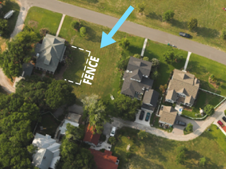 If you're installing a fence that doesn't enclose the entire yard (as above), don't ask for the entire yard to be located. Instead, narrow like this, "locate north property line from front to back of house and perpendicular to the house."