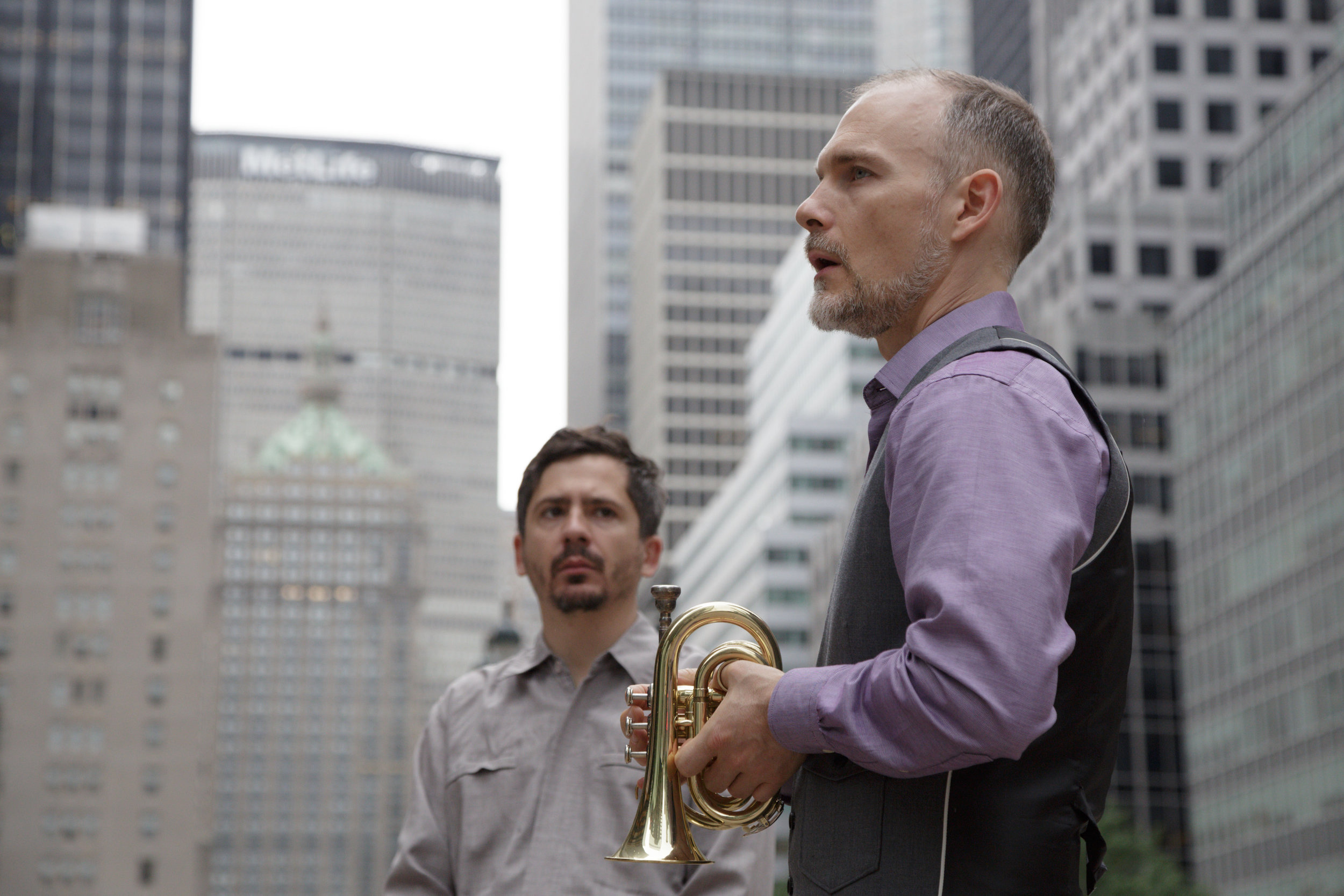  Craig Shepard (R) with Eric Biondo rehearsing on Park Avenue in New York. Photo by Beth O’Brien. 