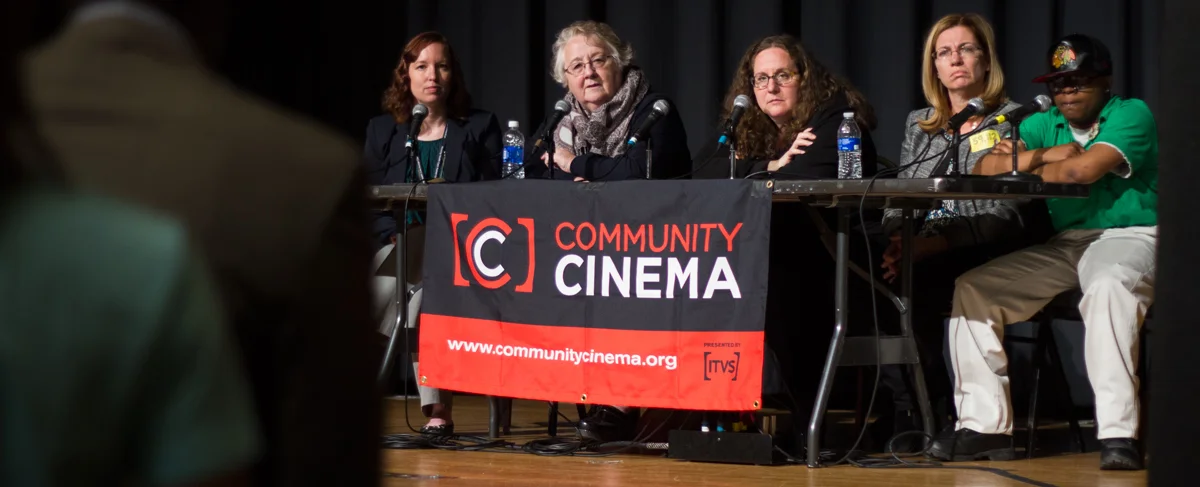 Anne de Mare and Kasey Join Chicago Coalition for the Homeless, The night ministry and Teen Living programs on stage for part 2 of the Community Cinema panel.