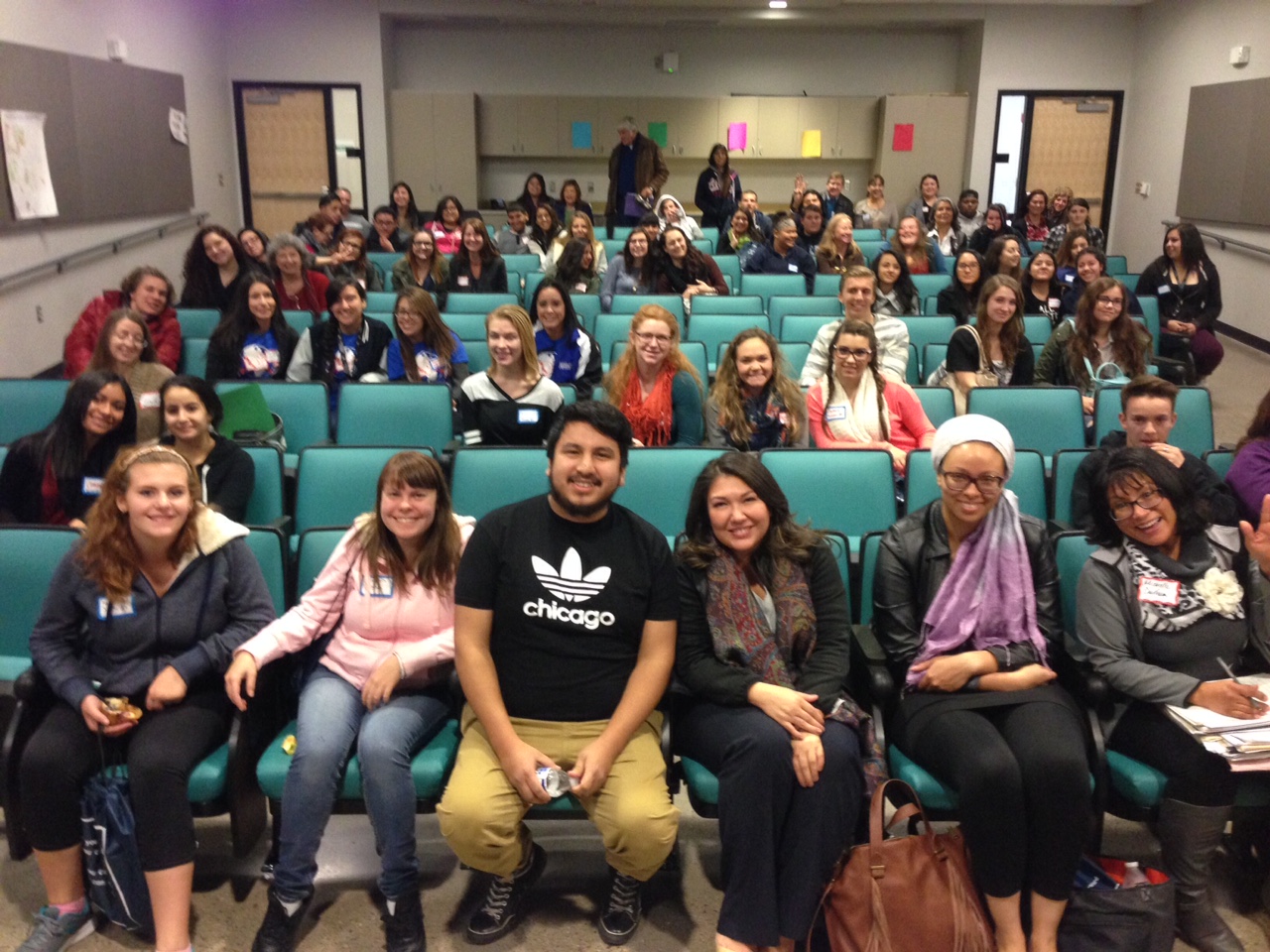STUDENTS AFTER THE SCREENING POSE WITH ROQUE (FRONT CENTER) FROM THE FILM