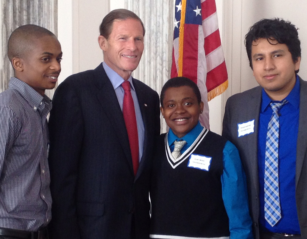with senator Richard Blumenthal (D-CT) and her fellow subjects Advocating for youth in washington DC