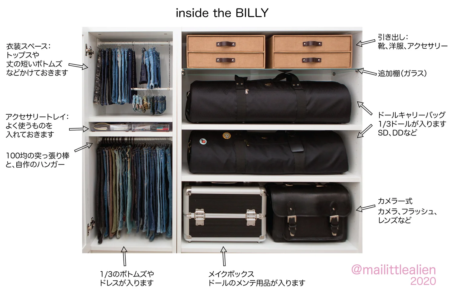 Ikeaのbilly棚でドール収納を作りました 1 3用 Mai Little Alien