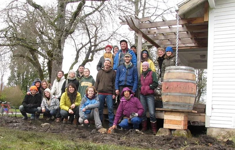 Our permaculture class built the rainwater catchment system and rain garden