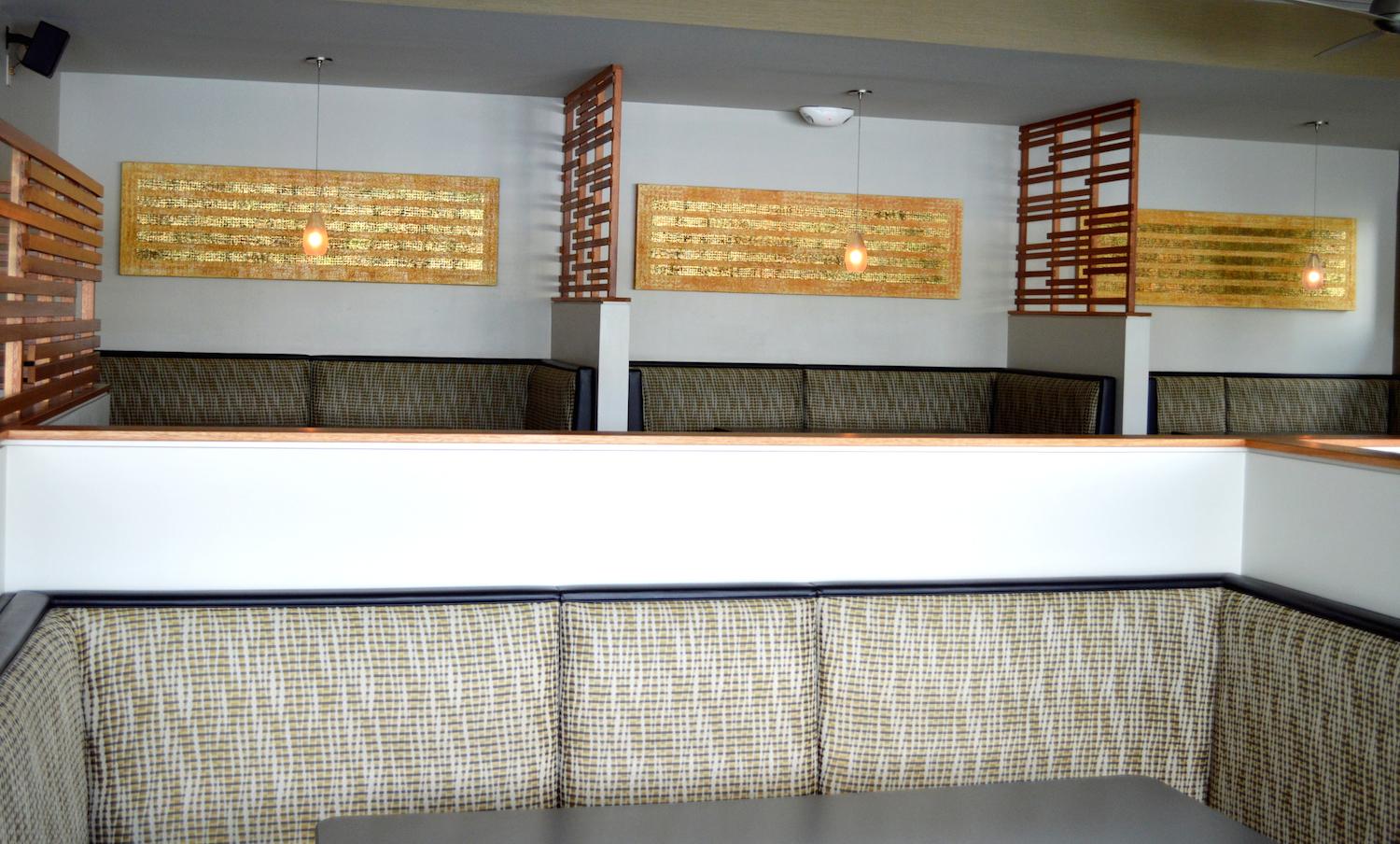 The Hilo Bay Cafe - Main Dining Room - The triptych Za'farān - the orange flower of the spice Saffron.