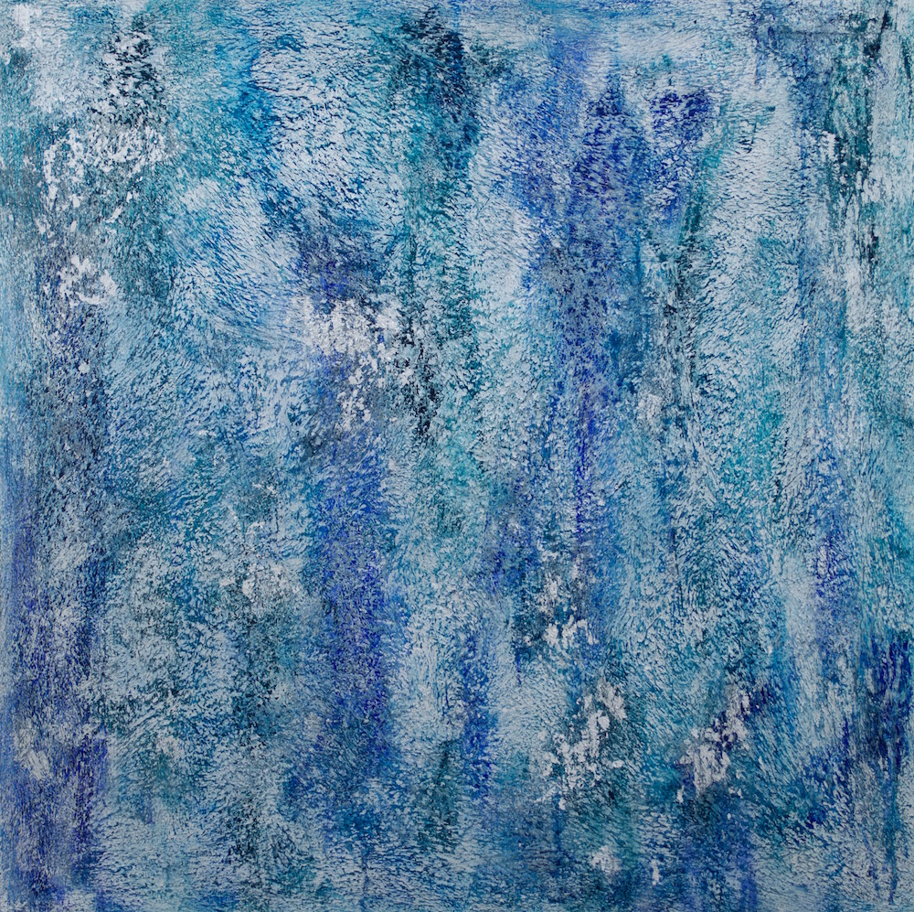 Silver Water's Blues # 1 of 2 @ 38½" x 38½" x 2" Acrylic, oil & silver leaf on archival board