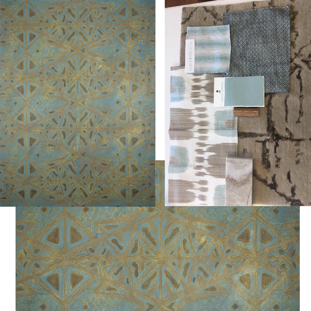 Lāhui (tribe) Lāhui (tribe) 36" x 48" x 2" - master bedroom - swatches of fabric/carpet samples top right.