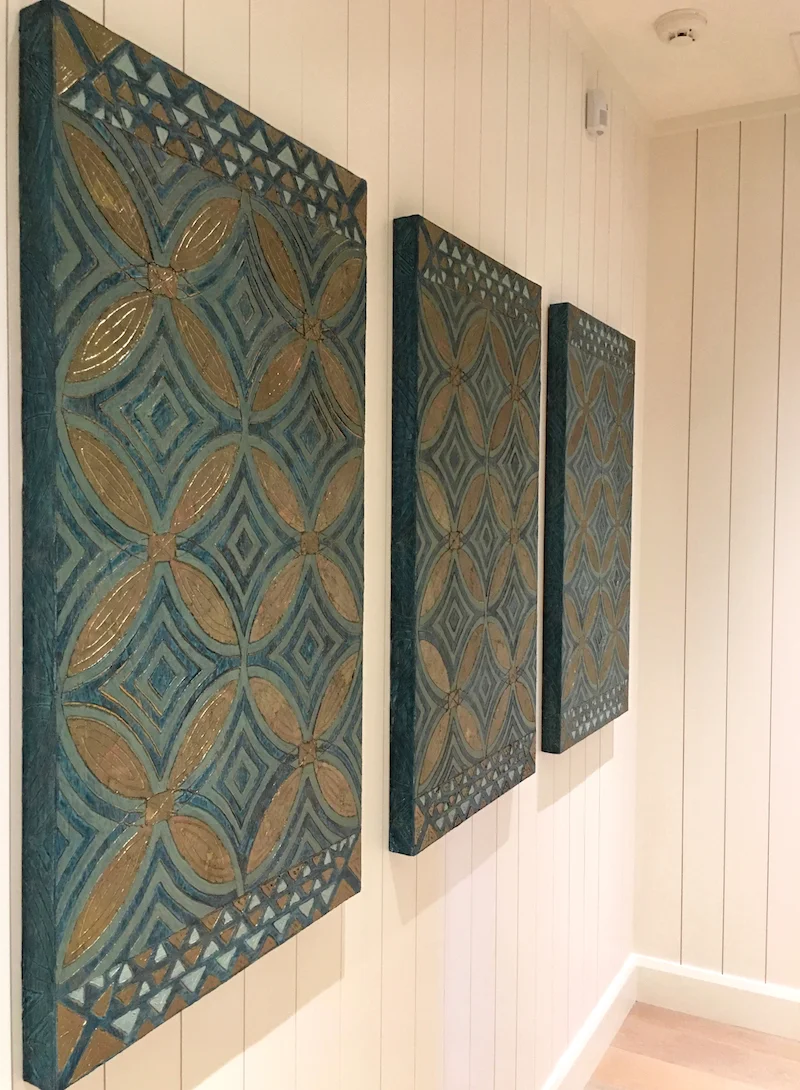 South Hallway - Kukio - Sea Grass Tapa 1 - 3 - triptych on multiples page.