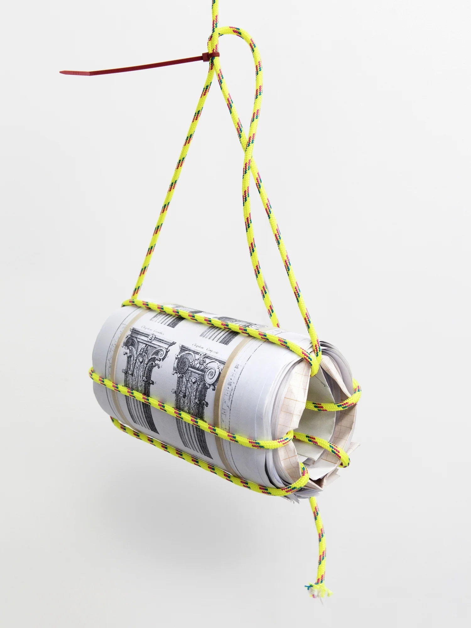 The Weight of References , 2015 Printed matter and rope