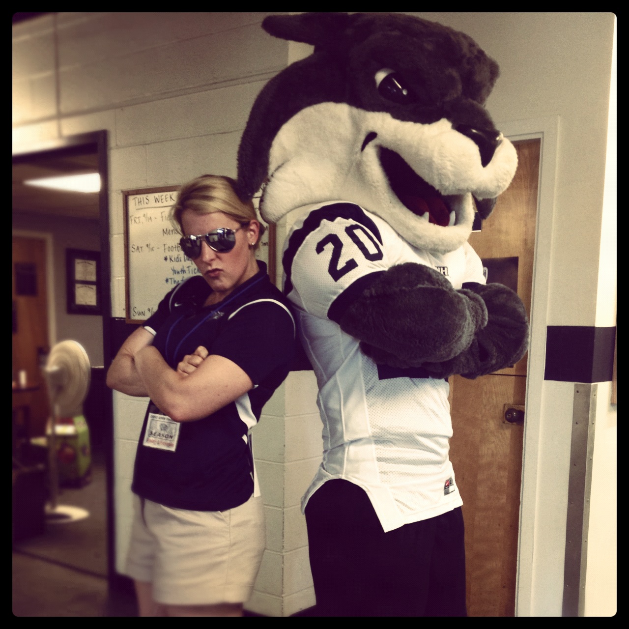 Me & mascot Gnarlz outside my office on football game day!