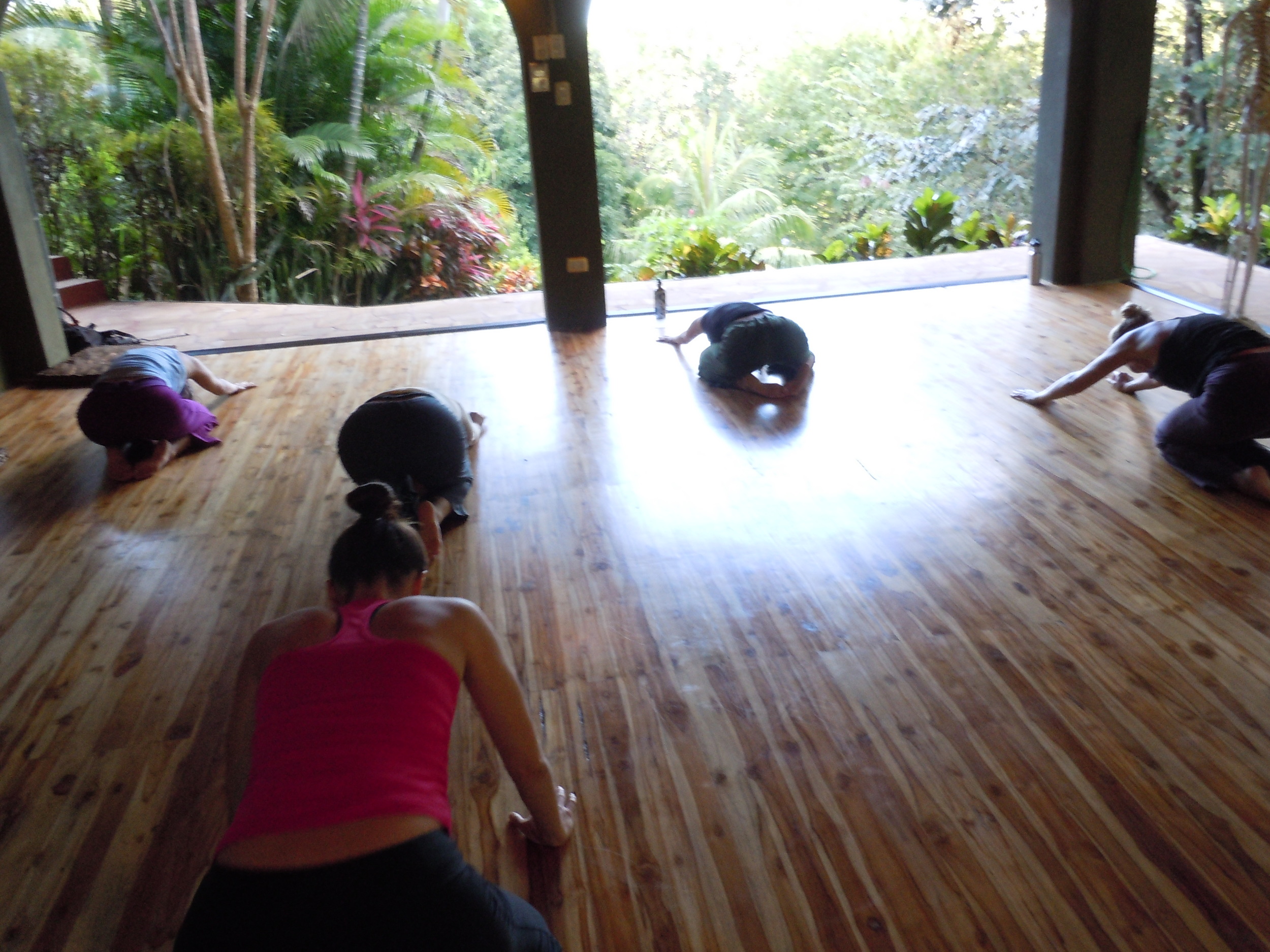 Taking a grounding moment as I begin my very first class in the glorious Treetops studio.
