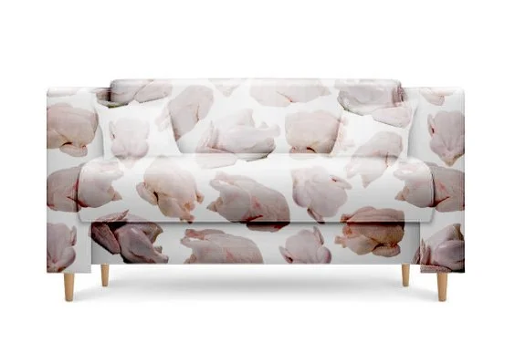 Sofa with a pig pattern upholstery.