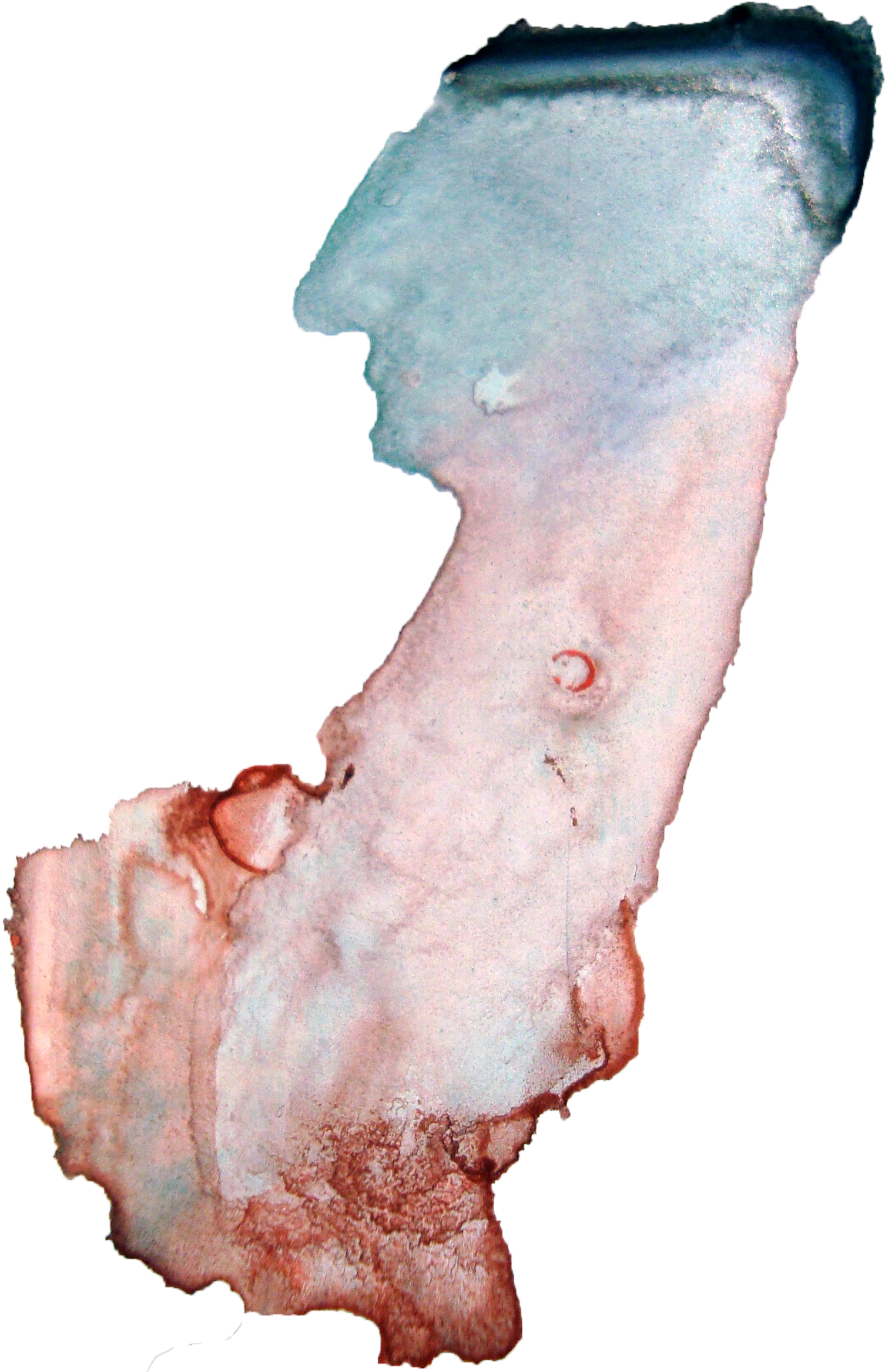 A watercolor map of Thailand with its borders outlined.