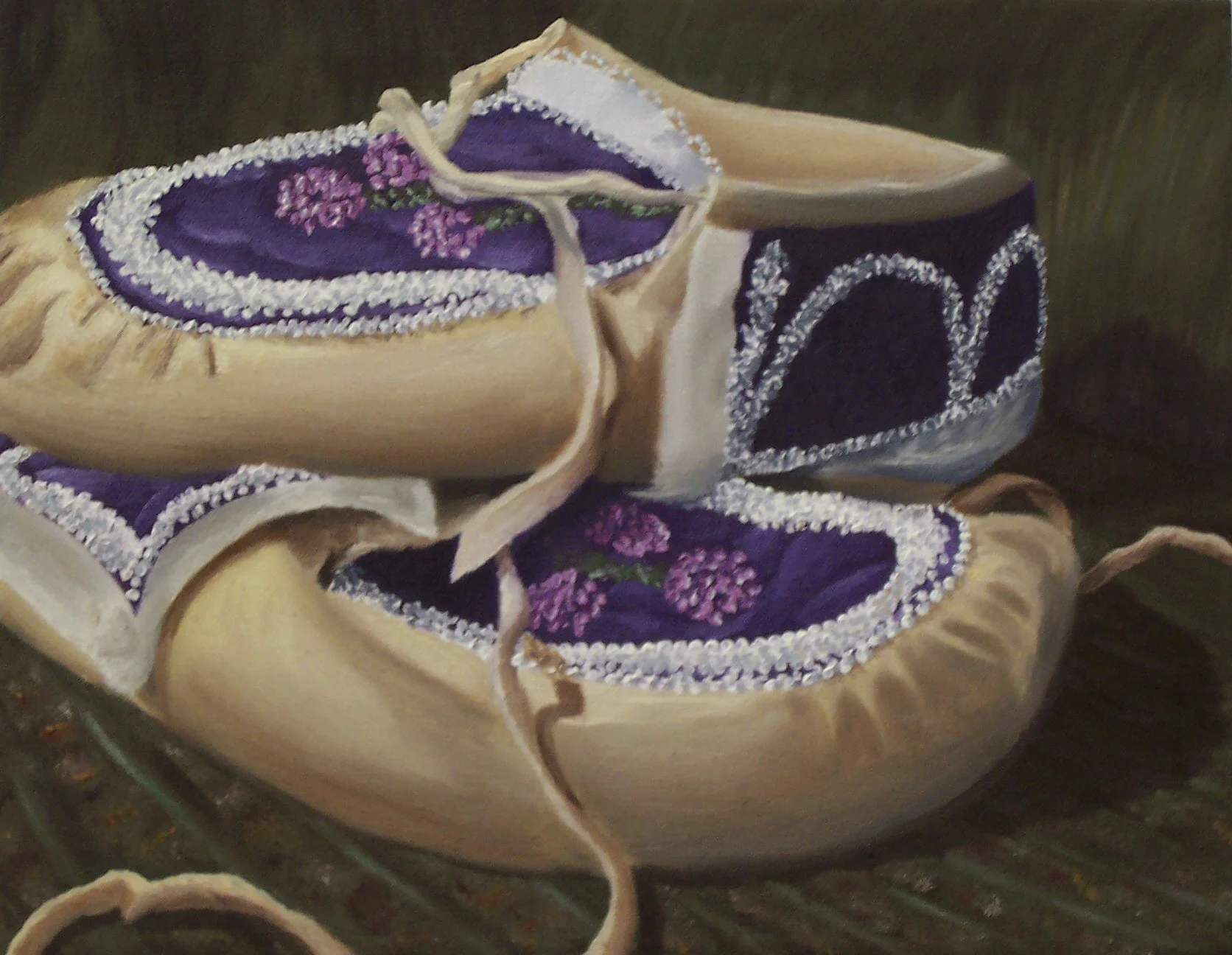 Grandma's Moccasins, Oil on canvas, 11''x14'', 2006