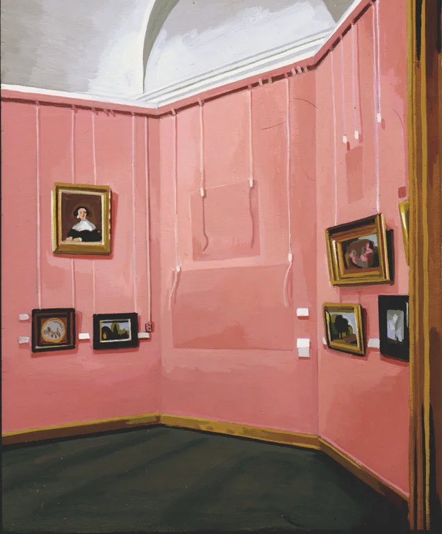 Museum with Pink Walls (Budapest) 2005 Flashe on panel 20 x 16.3 cm