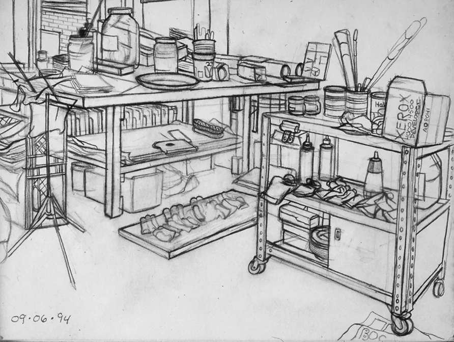 Studio 1998 Pencil on Paper 12 x 15.4 cm